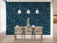 Nature inspired wallpaper with purple violets and soft watercolor texture
