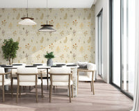 Soft wildflower wallpaper featuring gingham checks and pastel flowers