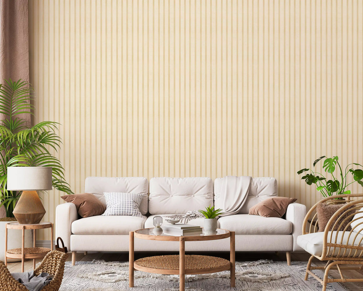 Soft Candy Stripes On Canvas Wallpaper⁠