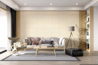 Neutral candy stripe wallpaper with vertical lines and muted canvas effect