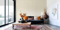 Vintage style stripe wallpaper with muted colors and canvas texture