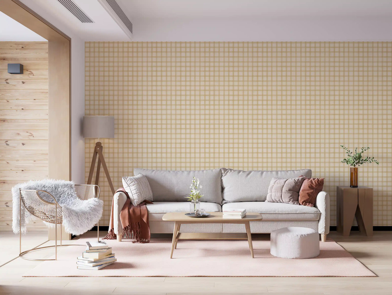 Soft Gingham On Canvas Wallpaper⁠