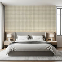 Vintage gingham plaid wallpaper in muted neutral color tones