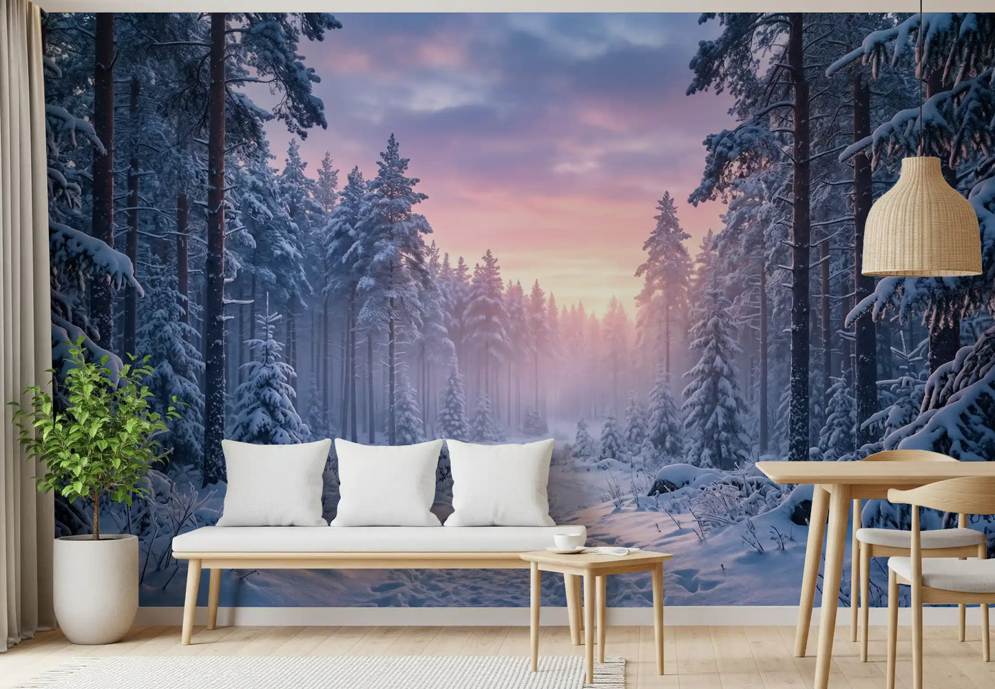 Snowy Path, Pastel Sky Wall Mural