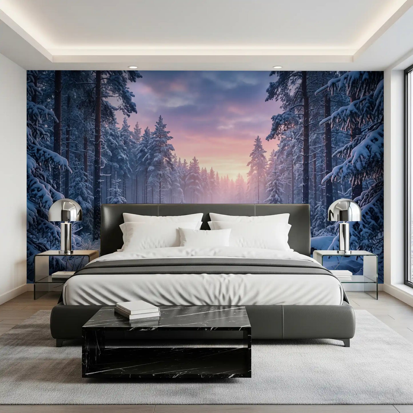 Snowy Path, Pastel Sky Wall Mural
