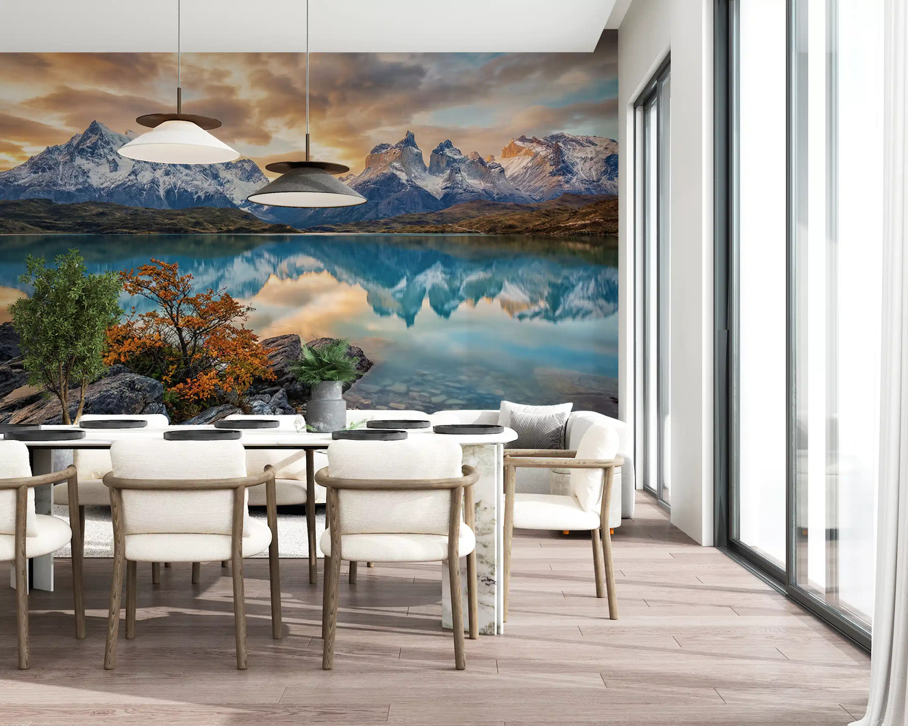 Patagonia Reflection: Autumn Peaks Wall Mural