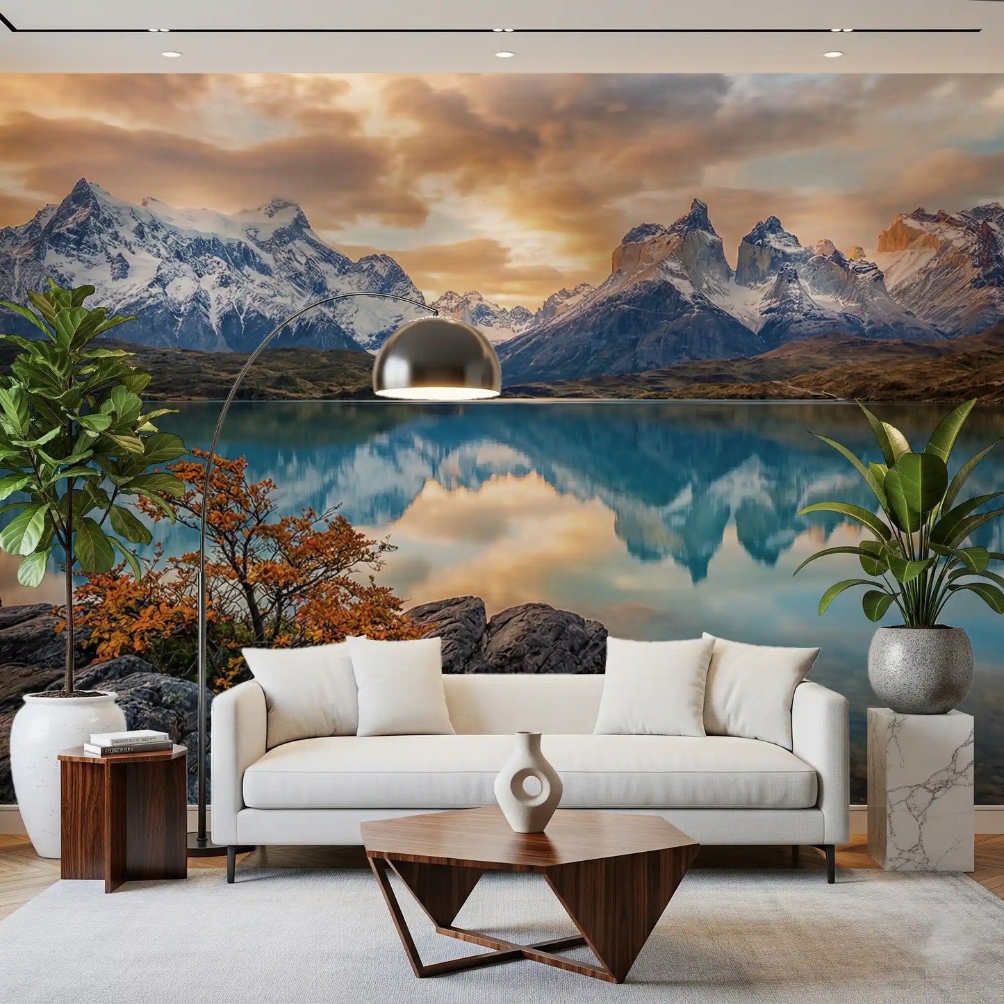 Patagonia Reflection: Autumn Peaks Wall Mural