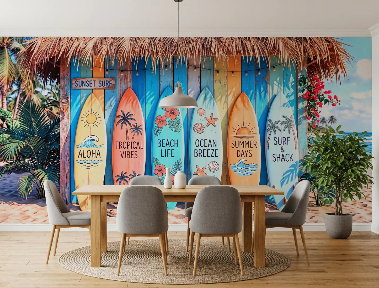 Tropical Surf Shack Dreams Wall Mural