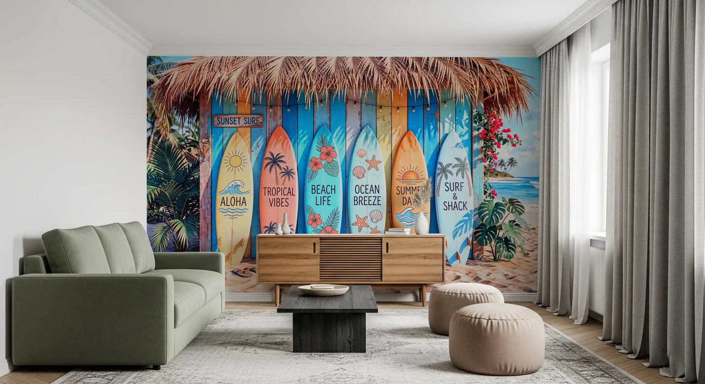 Tropical Surf Shack Dreams Wall Mural