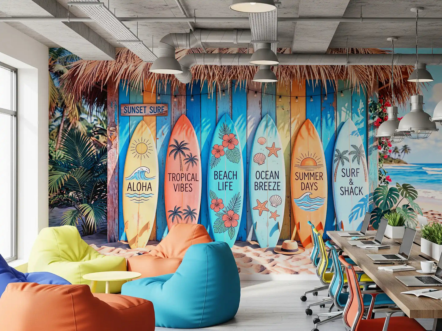 Tropical Surf Shack Dreams Wall Mural