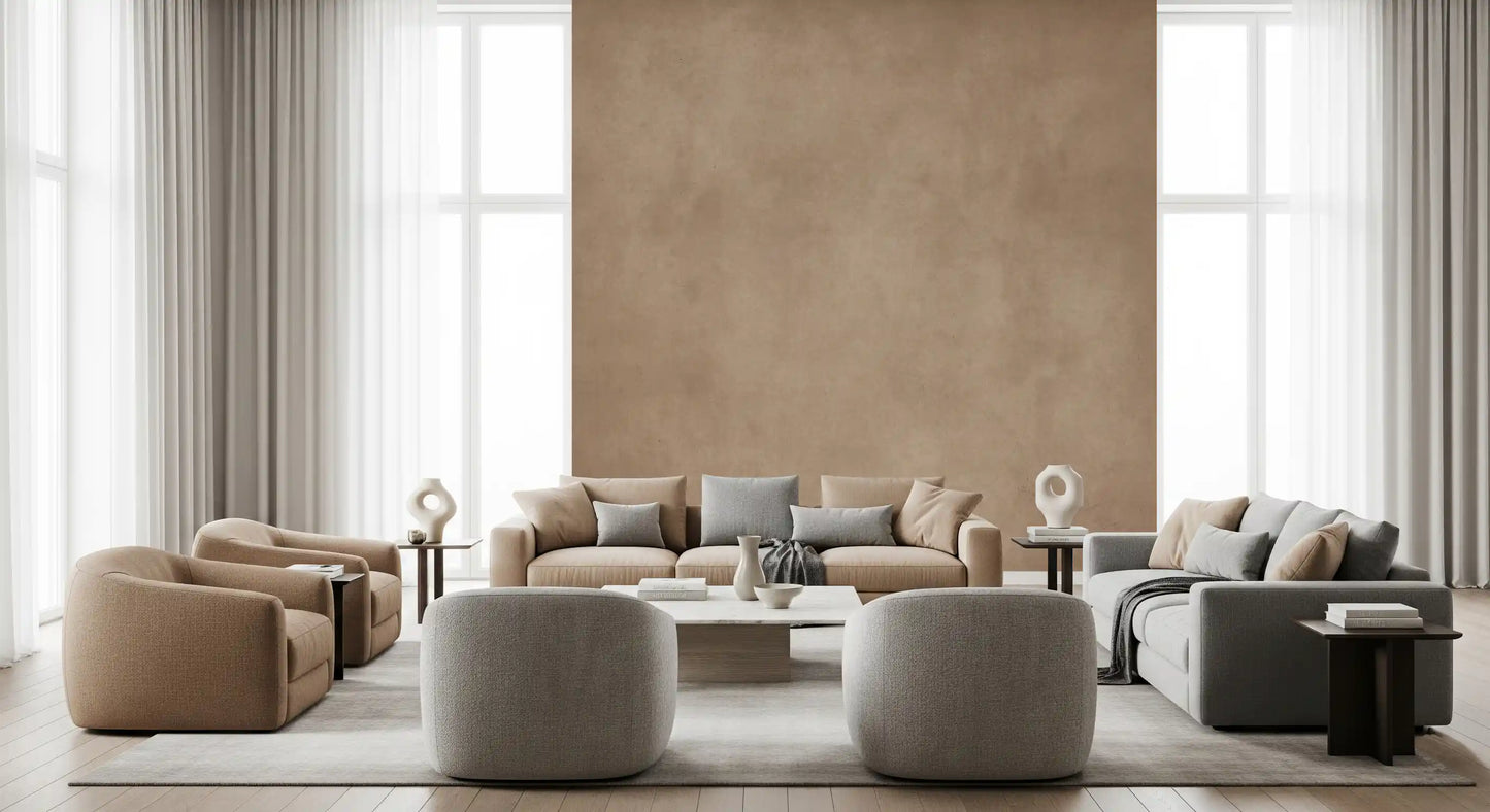 Fine texture blush wall mural with matte tone in living room