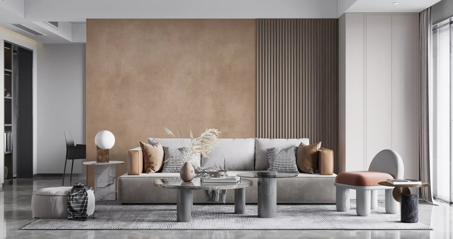 Neutral blush surface wall mural with soft finish in hallway