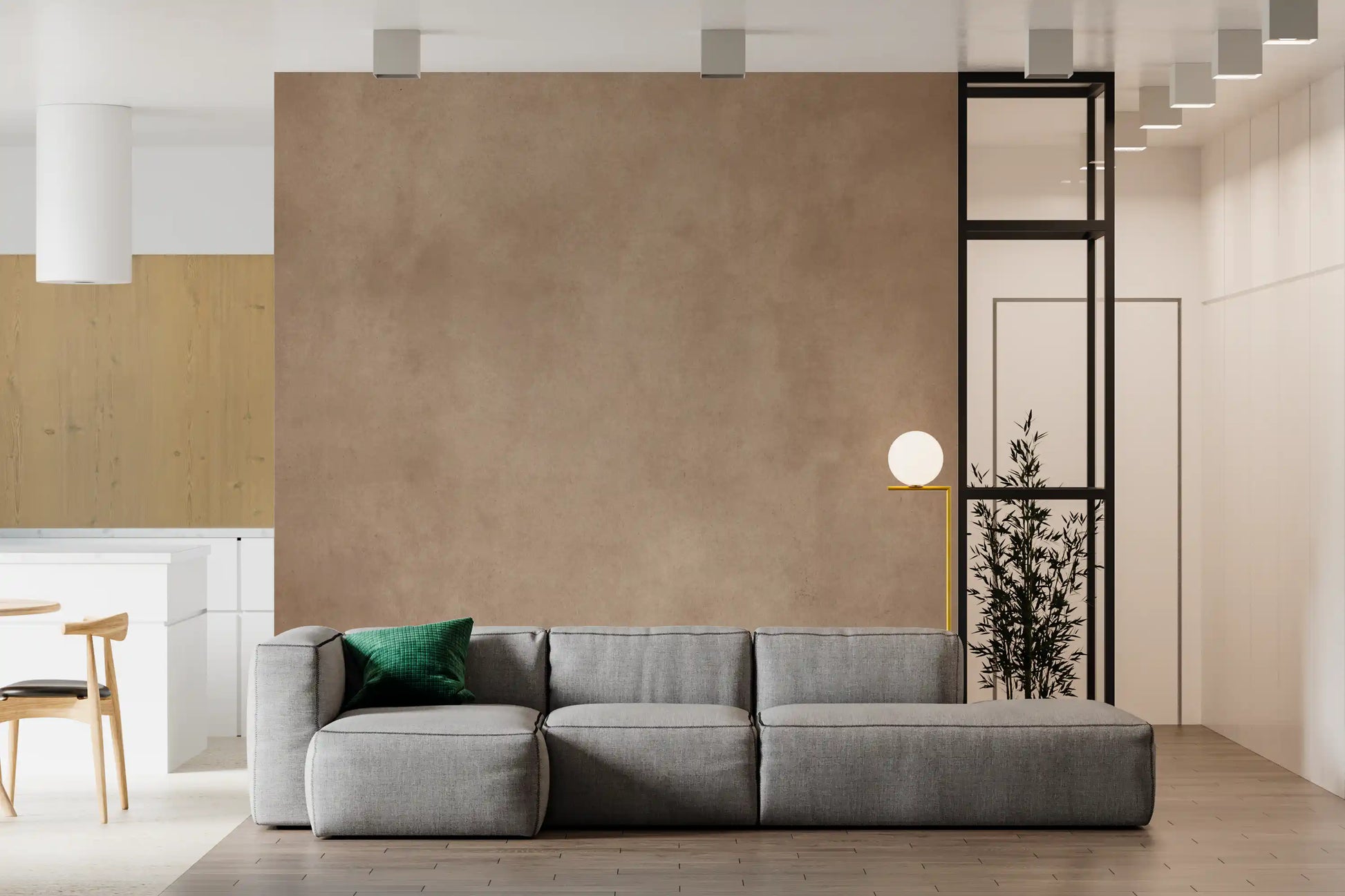Light blush minimal wall mural with soft finish in living room