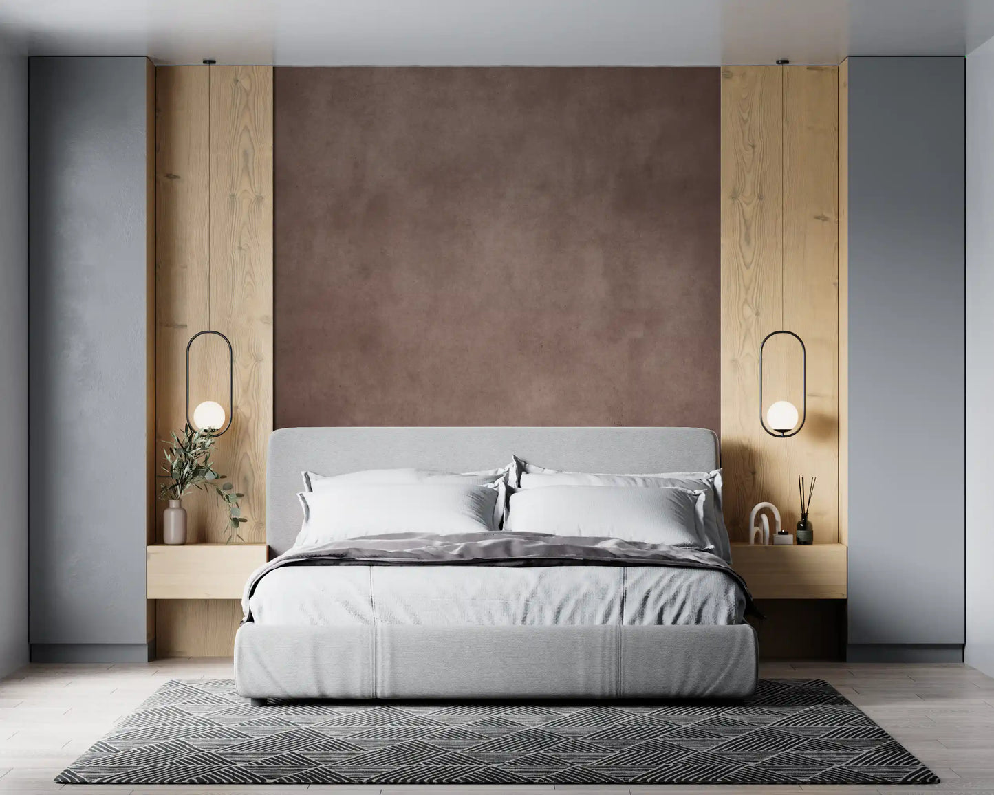 Contemporary brown wall mural texture, mulberry wall mural finish in bedroom