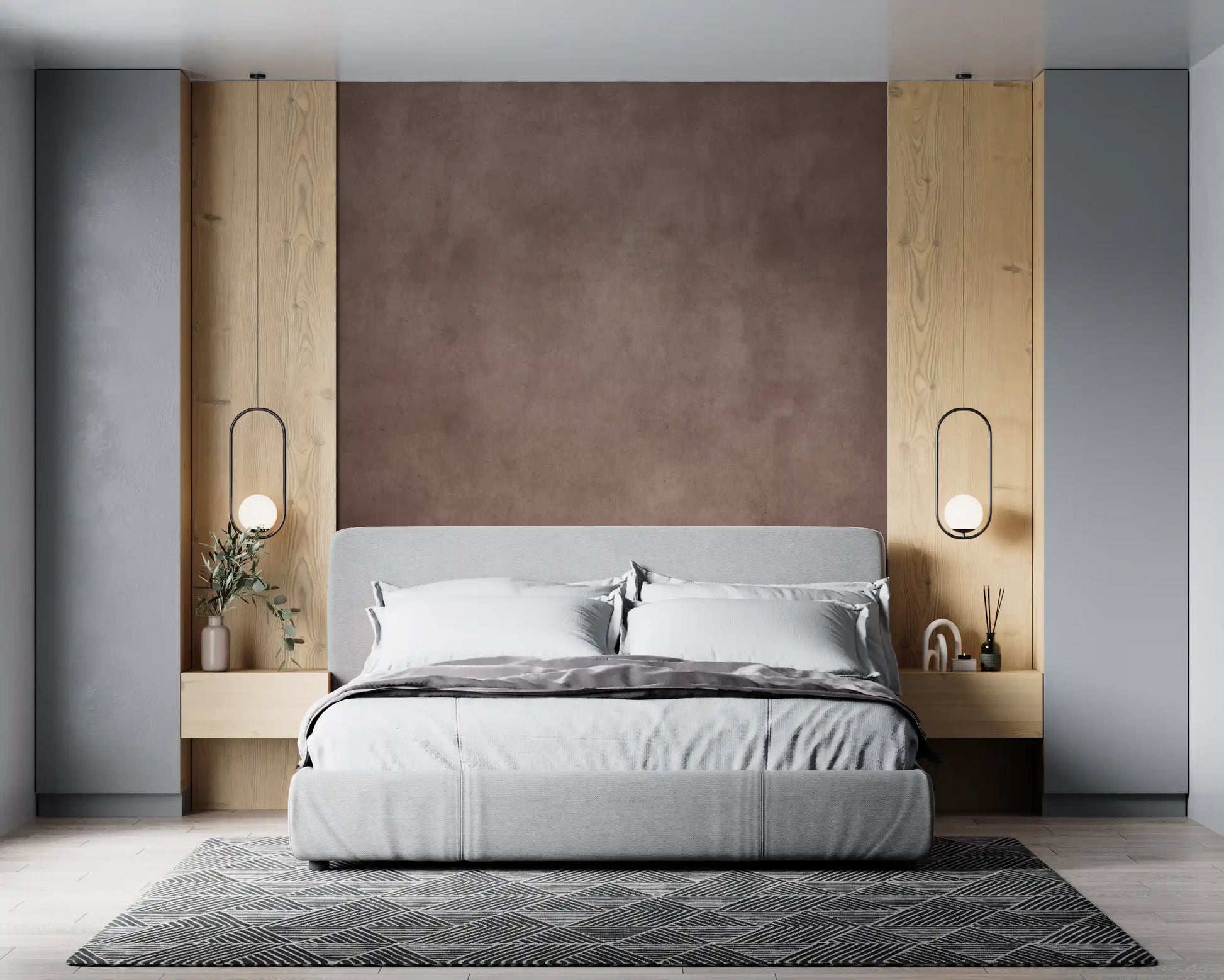 Contemporary brown wall mural texture, mulberry wall mural finish in bedroom