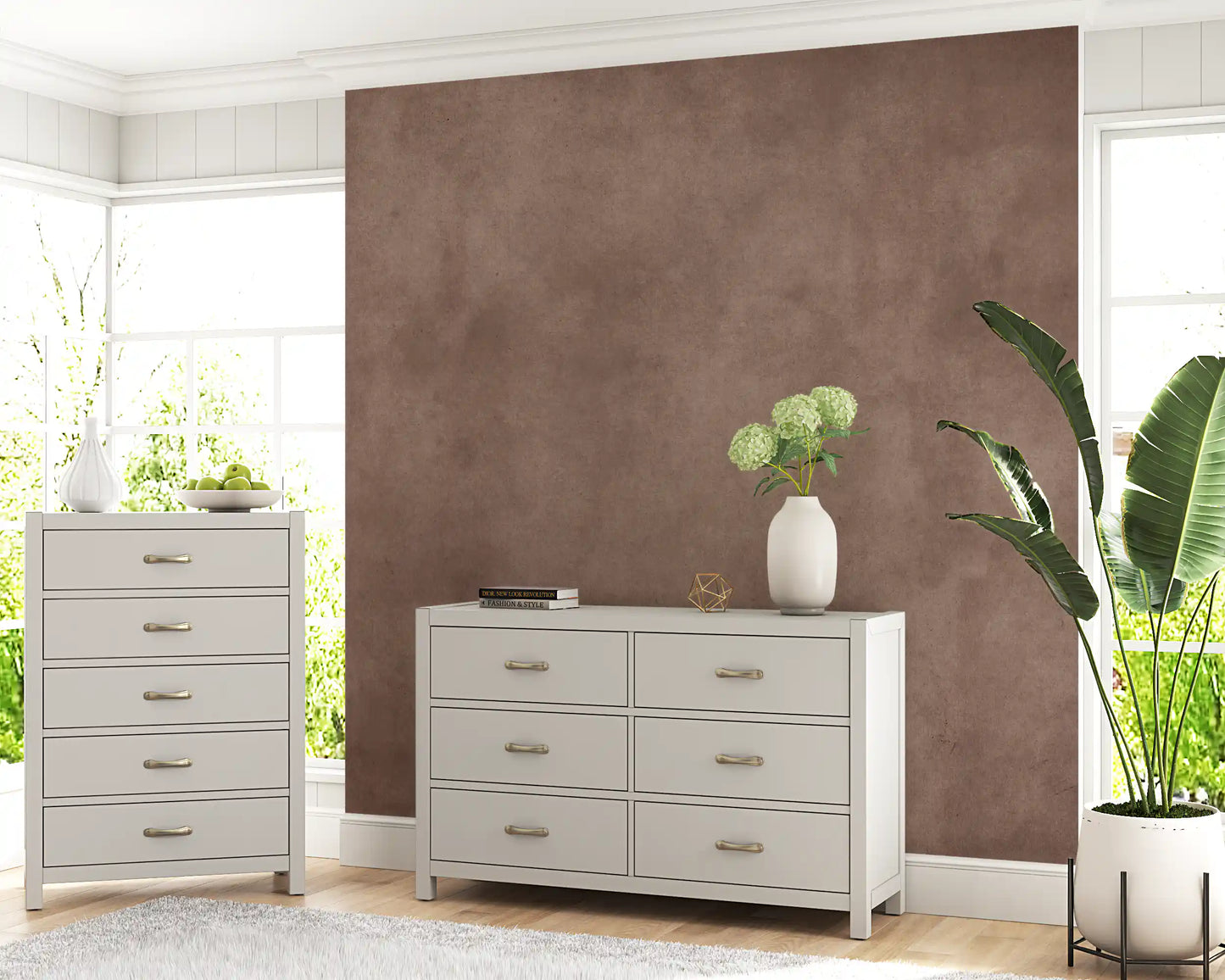 Abstract textured wall mural, Dirty Paper Mulberry brown wall mural surface