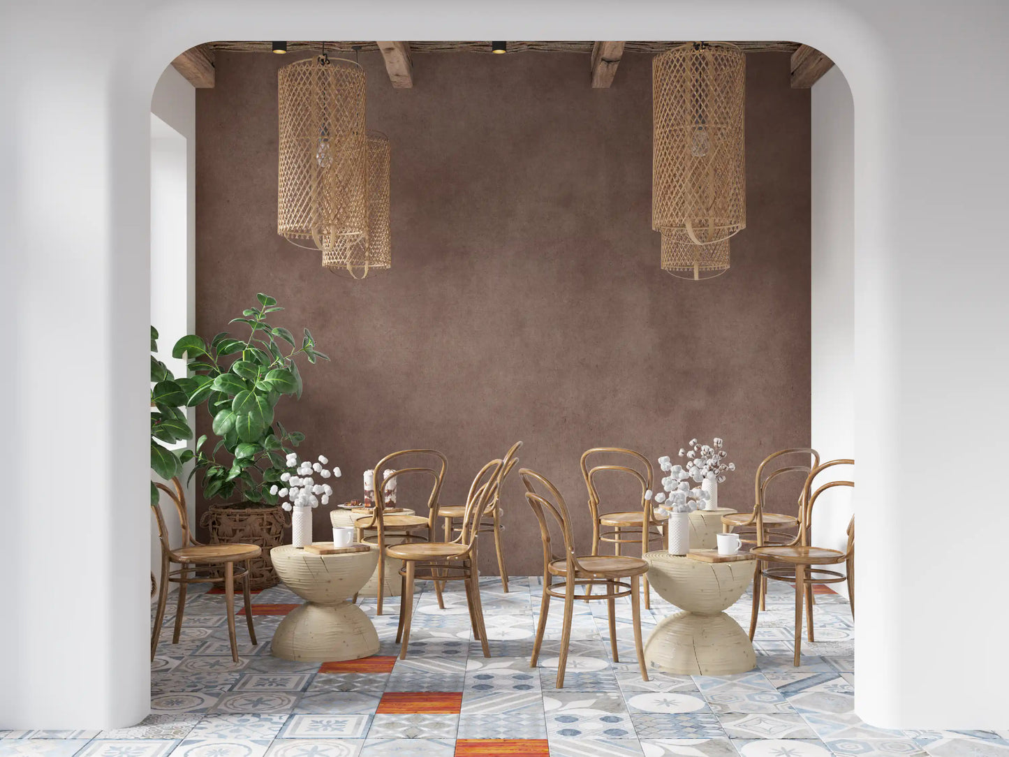 Soft aged mulberry wall mural with smooth brown texture wall mural surface