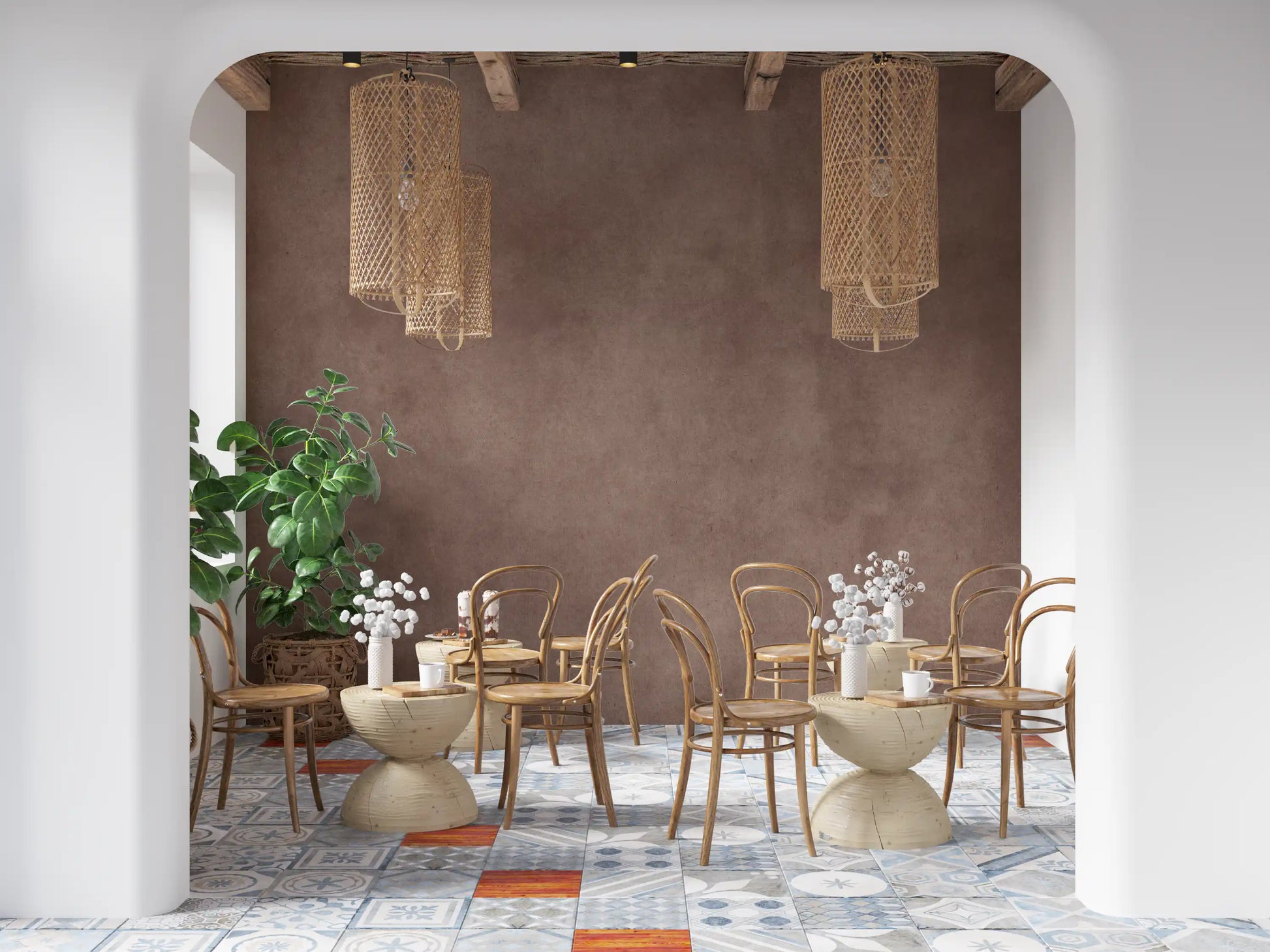 Soft aged mulberry wall mural with smooth brown texture wall mural surface