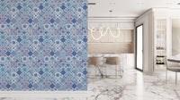 Pattern wallpaper with ceramic tile-inspired design and detail