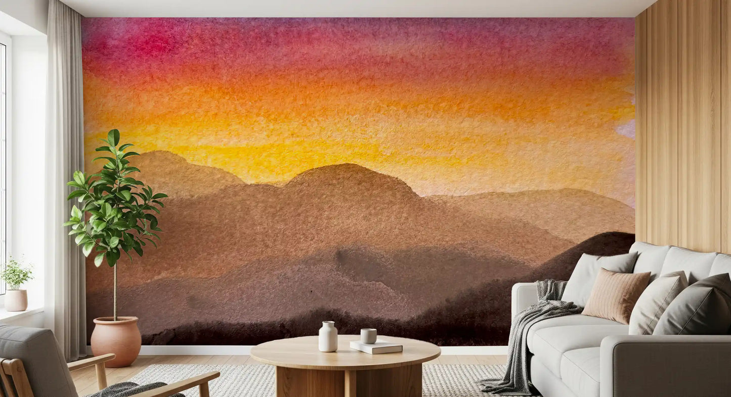 Watercolor Sunset Wall Mural
