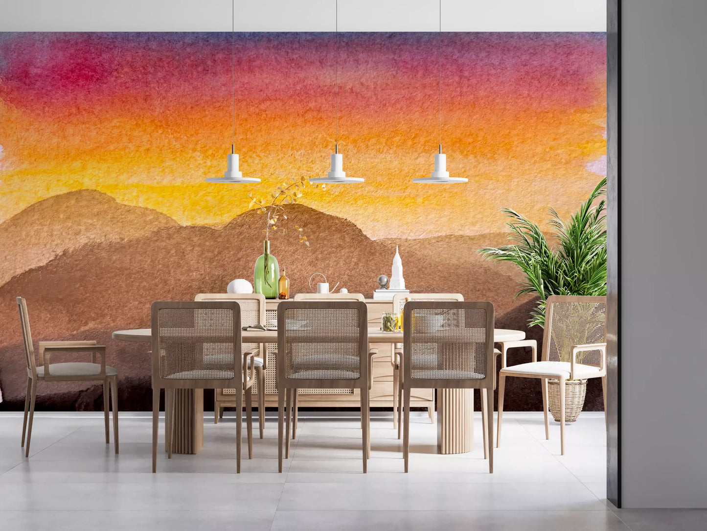 Watercolor Sunset Wall Mural