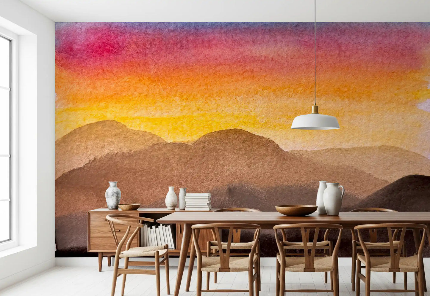 Watercolor Sunset Wall Mural