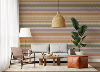 Modern retro wallpaper with aligned stripes and clean block design