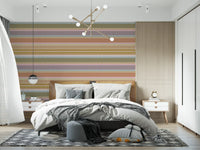 Decorative stripe wallpaper with woven block effect and subtle tones