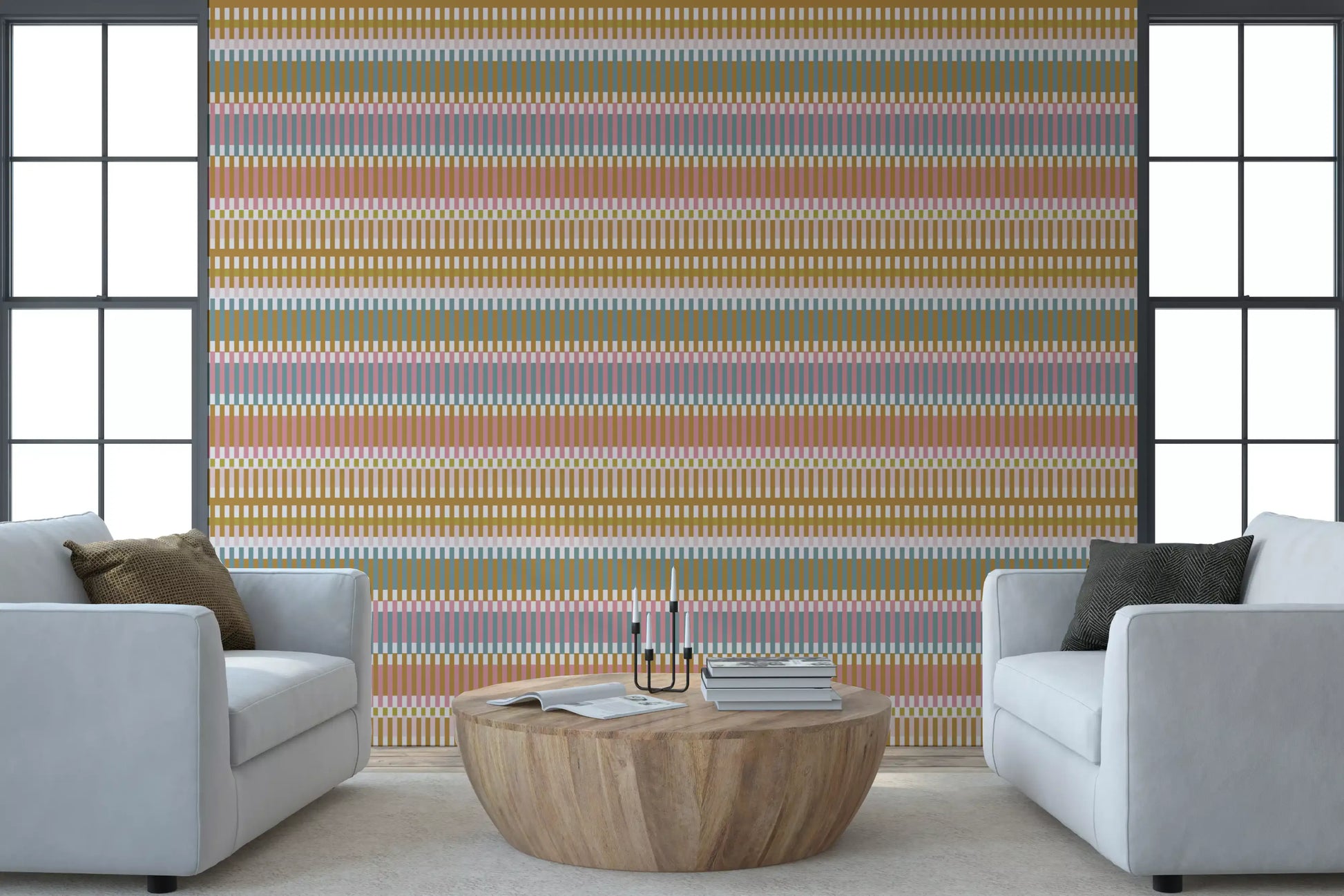 Pattern wallpaper with Weave lines and muted color scheme