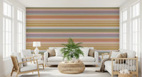 Retro Weave Blocks wallpaper in a living room with vertical stripe pattern design