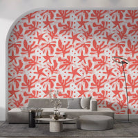 Coral Bloom Overlay wallpaper in a living room with abstract coral shapes