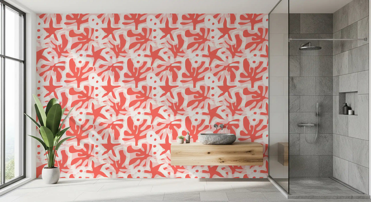 Coral Bloom Overlay wallpaper with abstract floral-like shapes