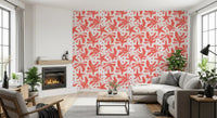 Modern pattern wallpaper with coral and beige abstract elements