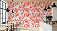 Artistic coral wallpaper with layered shapes and soft texture effect