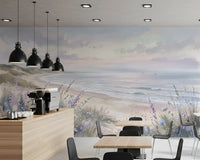 Restaurants wall mural with pastel dunes and ocean-inspired tones