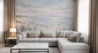 Hallway wall mural featuring coastal blooms and sandy dunes