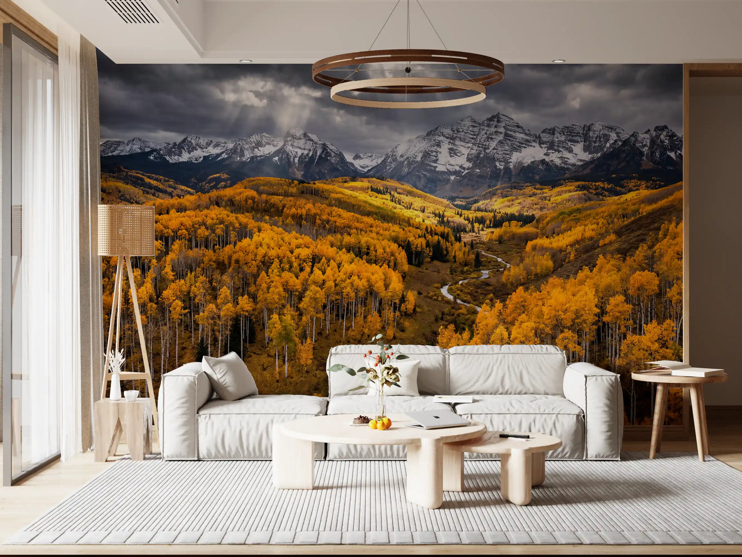 Sunlit Aspen Valley Wall Mural