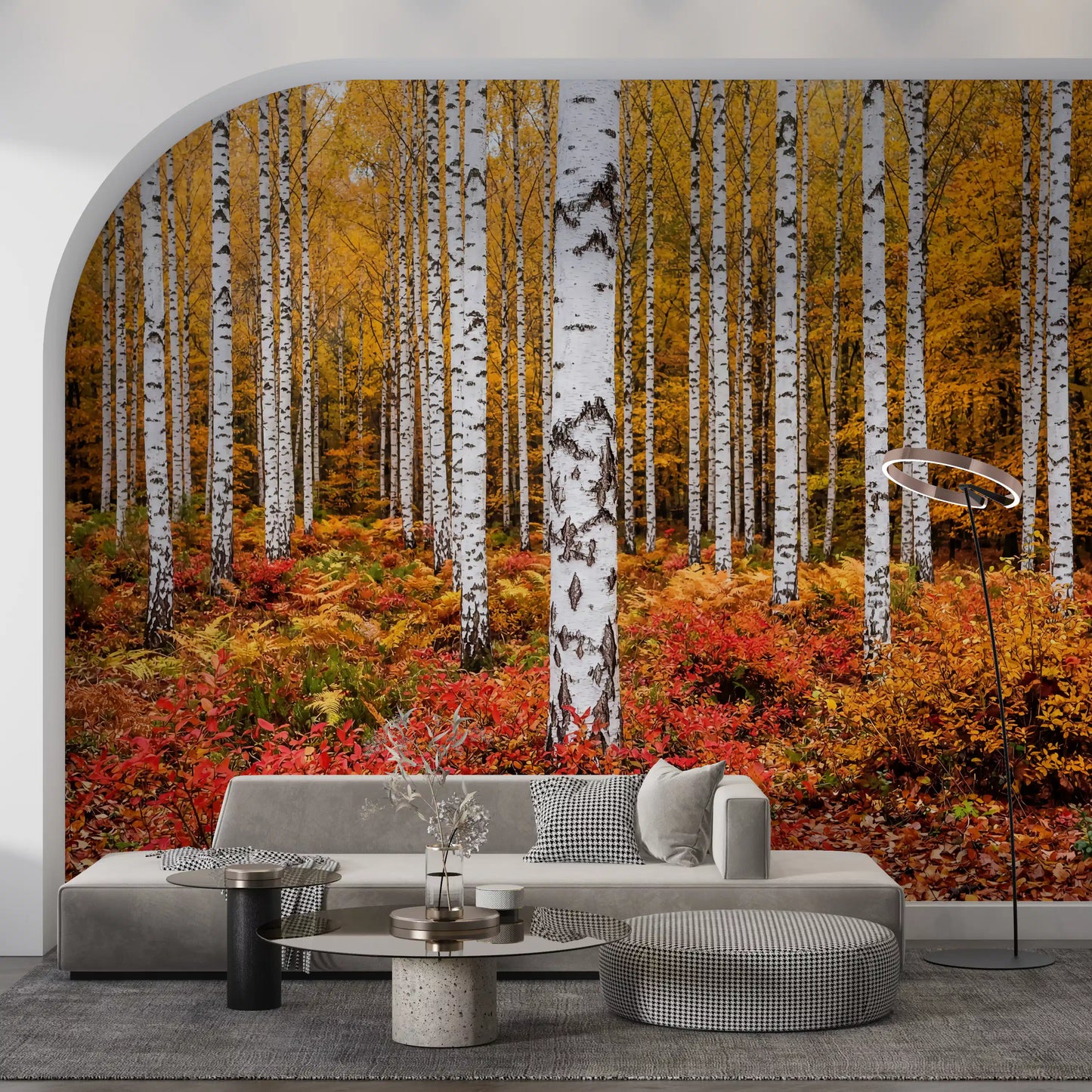 Vibrant Autumn Birches Wall Mural
