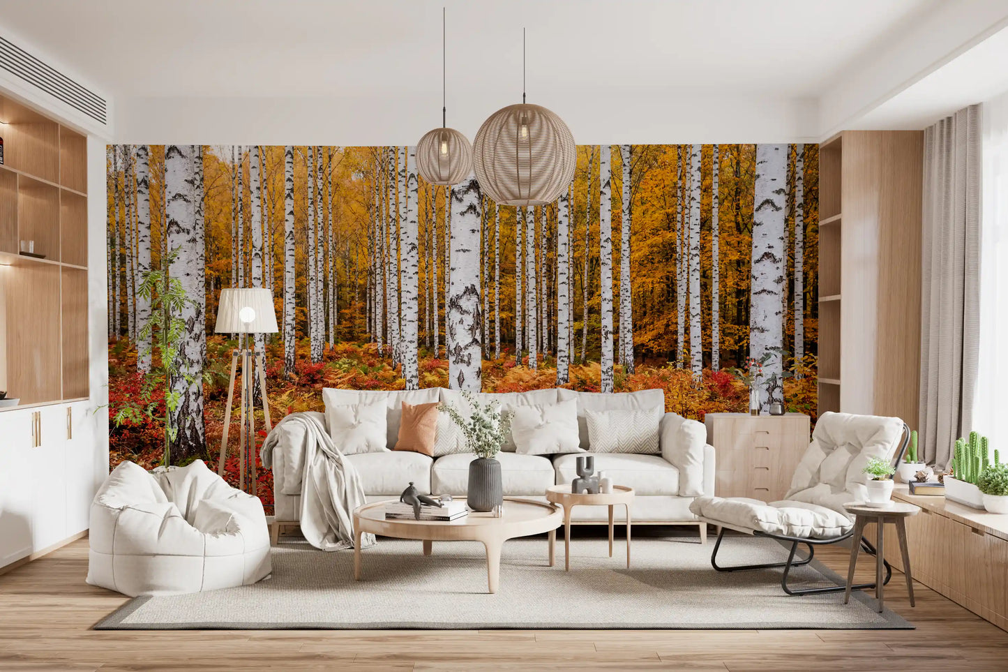 Vibrant Autumn Birches Wall Mural