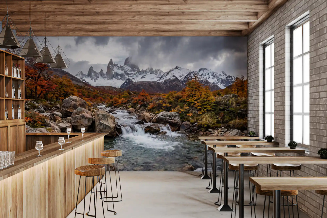 Alpine Autumn Cascade Wall Mural