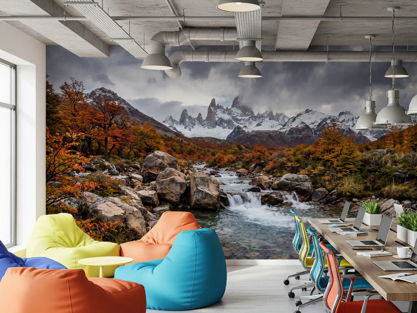 Alpine Autumn Cascade Wall Mural