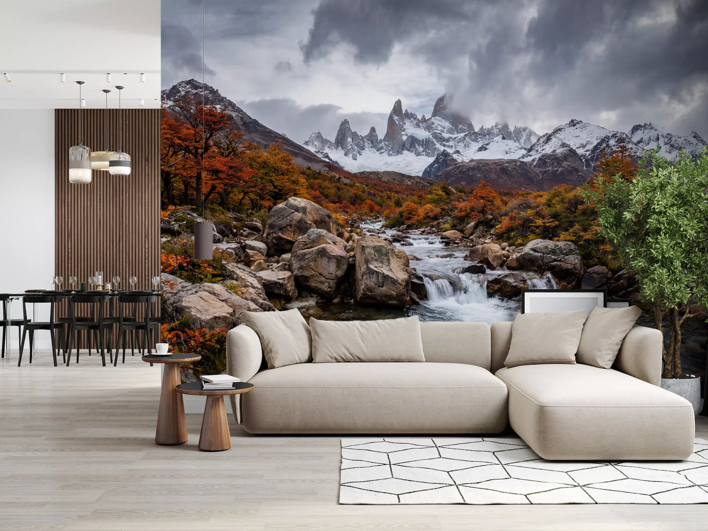 Alpine Autumn Cascade Wall Mural