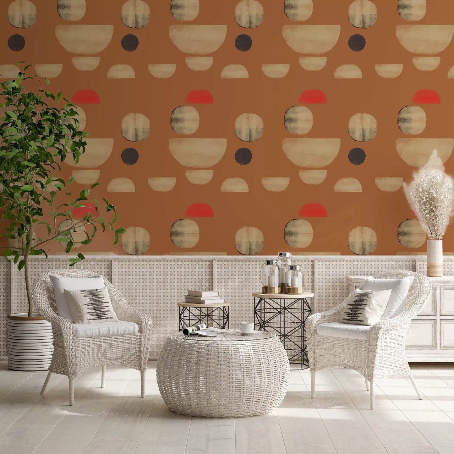 Terracotta Abstract Forms Wallpaper⁠