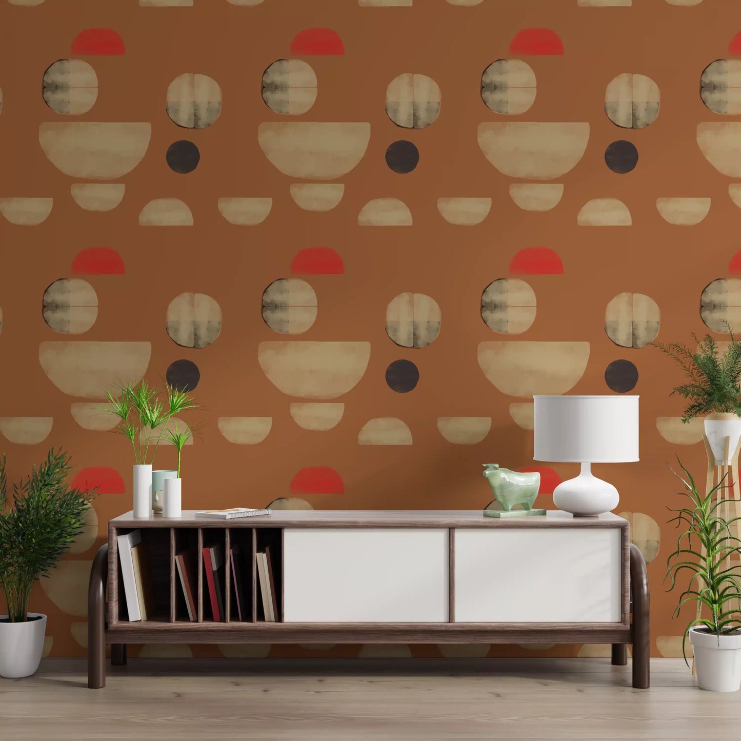 Terracotta Abstract Forms Wallpaper⁠