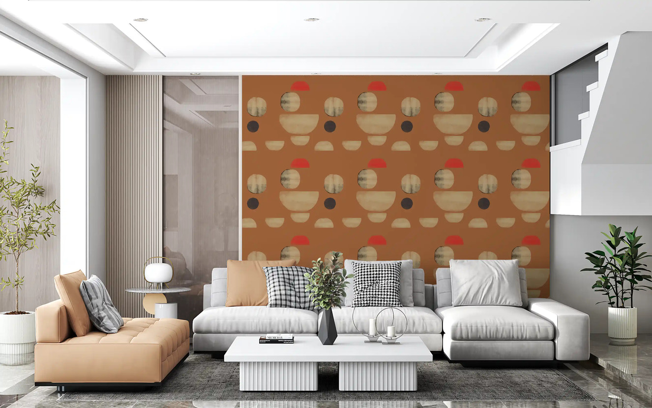 Terracotta Abstract Forms Wallpaper⁠