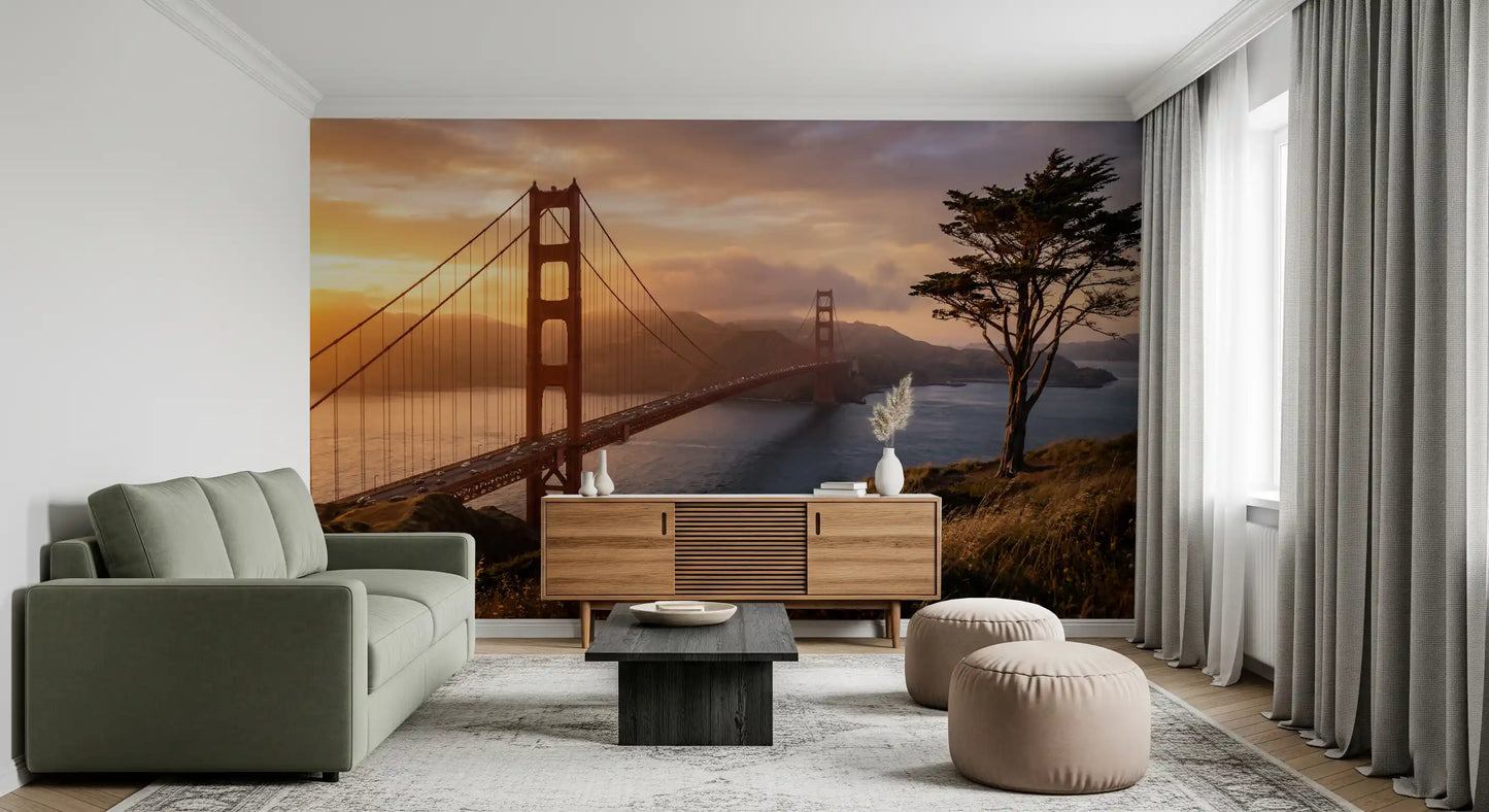 Golden Gate Sunset Vista Wall Mural
