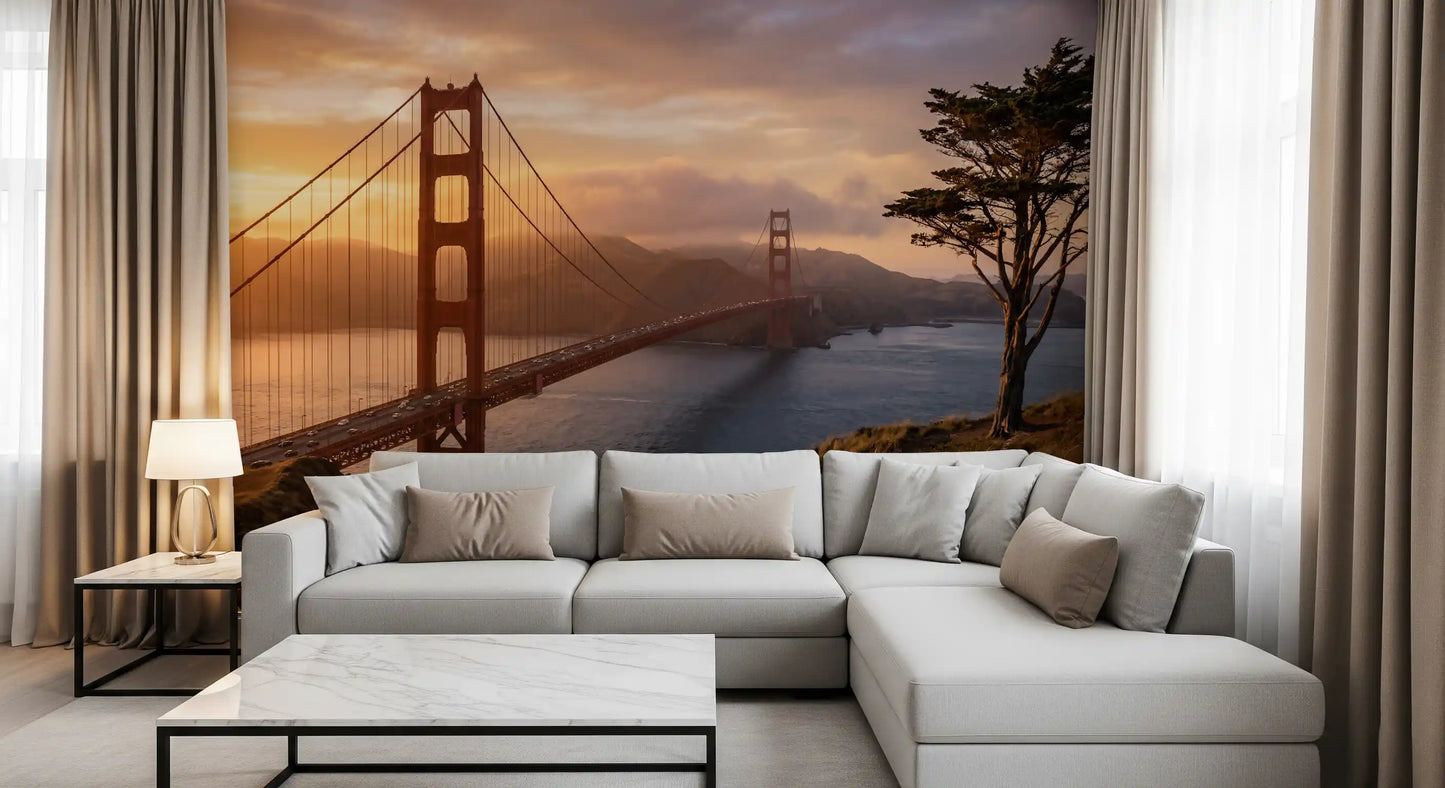 Golden Gate Sunset Vista Wall Mural