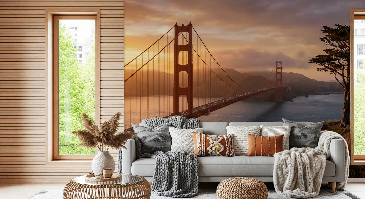 Golden Gate Sunset Vista Wall Mural