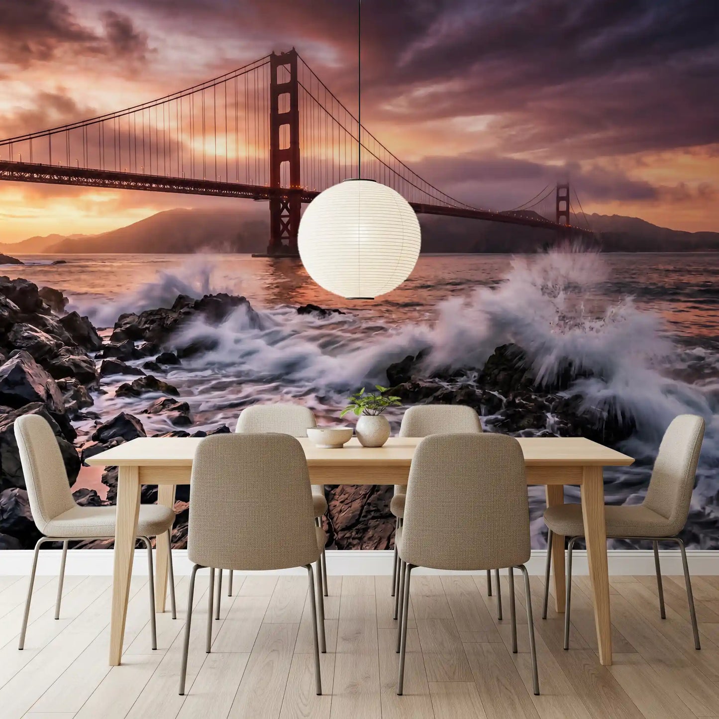 Golden Gate Sunset Serenade Wall Mural