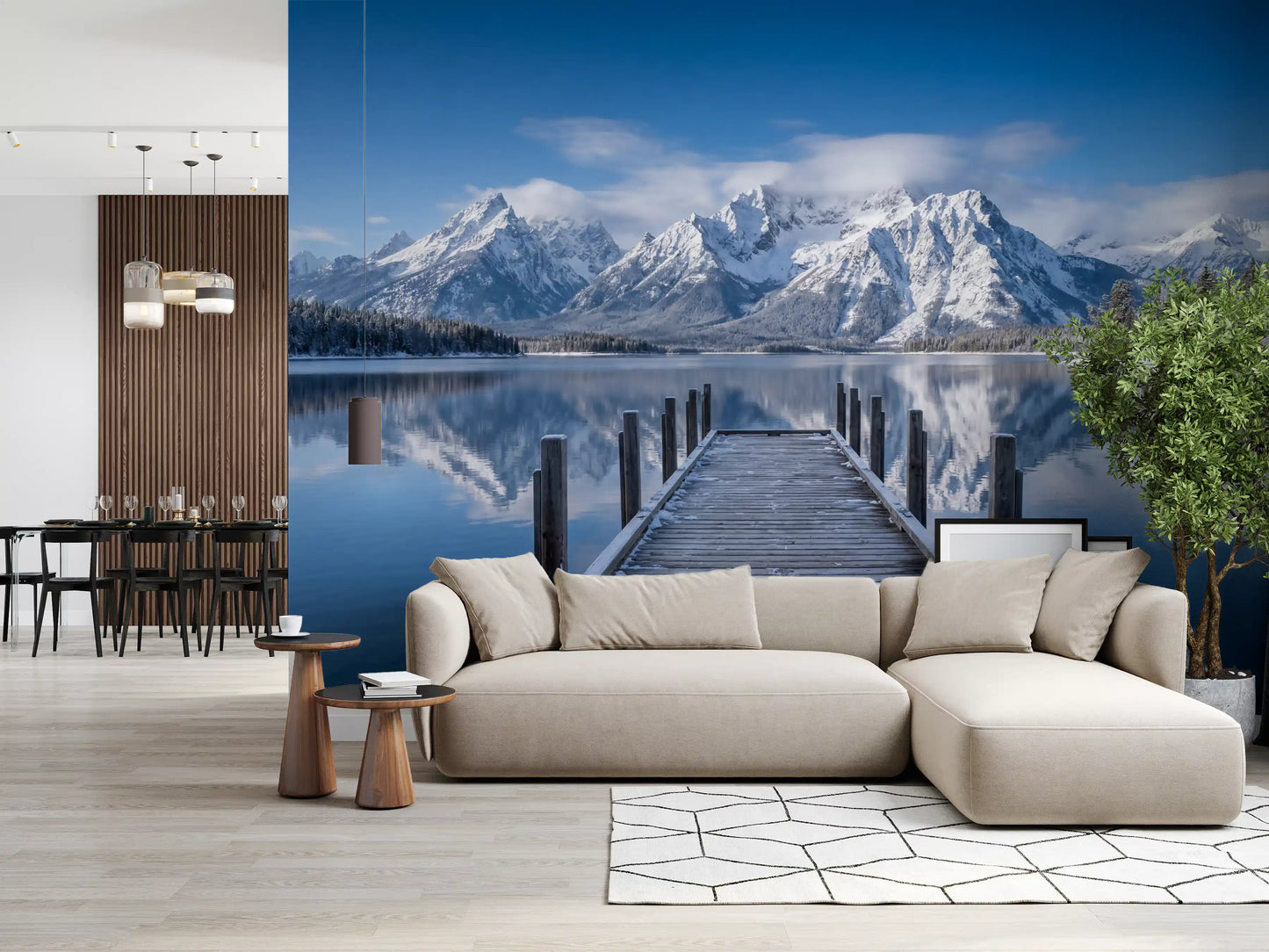 Winter Peaks Reflection Wall Mural